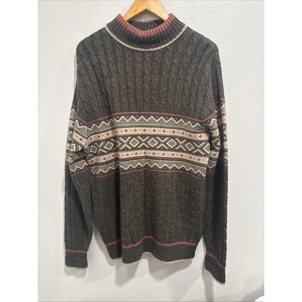 Vintage Lord Jeff Men's Sweater USA Made Mock Neck Wintuk fair isle SM? Grandpa
